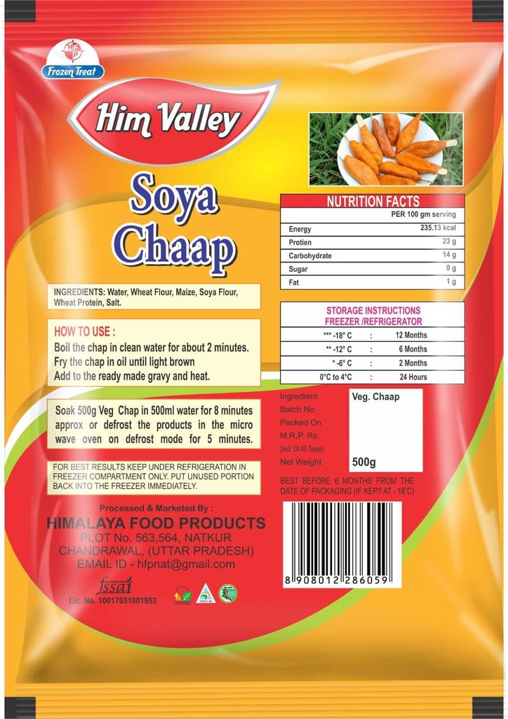 Frozen Soya Chaap 500gm Brand Him Valley view 2