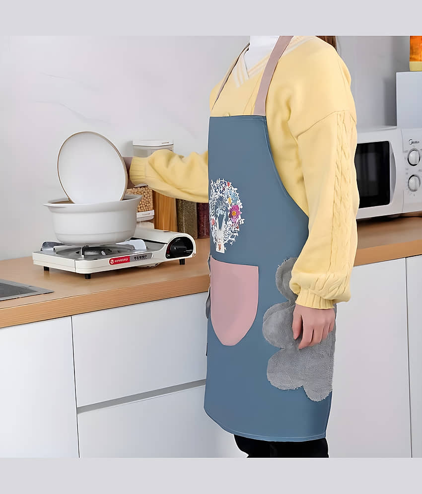 Radhe Fashion PVC Printed Kitchen Apron with 1 Center Pocket ( Pack of 1 ) view 2