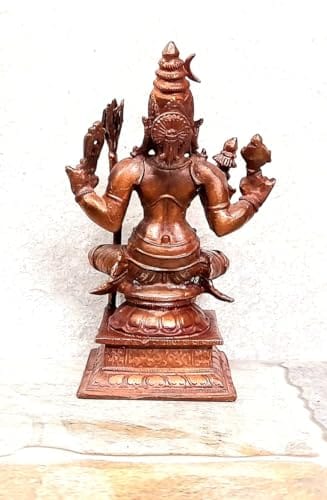 Searchers Paradise - Copper Idols Raja Rajeshwari,4.3 inches Copper Handmade 480 Grams, Patina Antique Finish, Pack of 1 Piece view 2