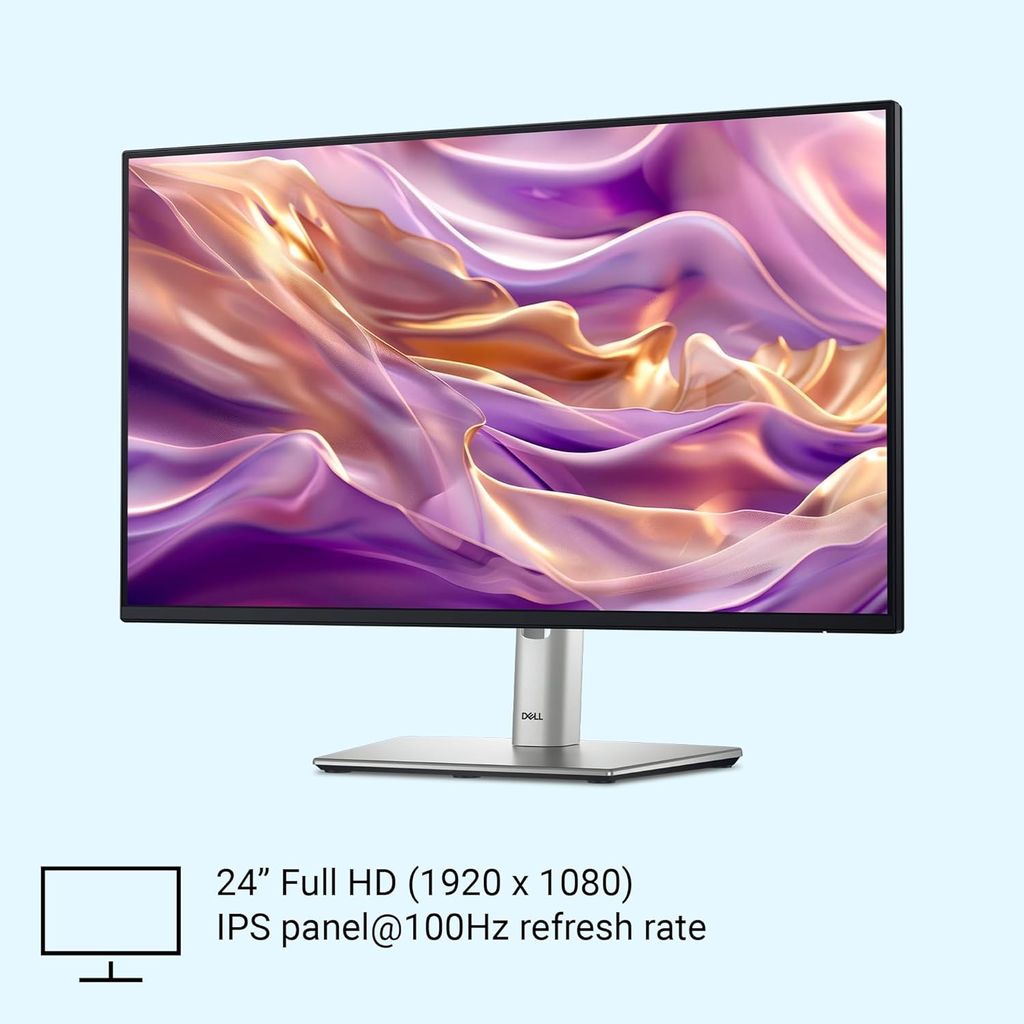 Dell-P2425HE-Black 60.45cm (24") FHD Monitor 1920x1080 at 100Hz, Response Time: 5ms(Fast), Brightness: 250 cd/m2(typical), Ports: 1x HDMI1.4, 2xDP 1.4, 1xRJ45, 2x USB3.2Gen1Type-C, 3x USB3.2 Gen1TypeA view 2