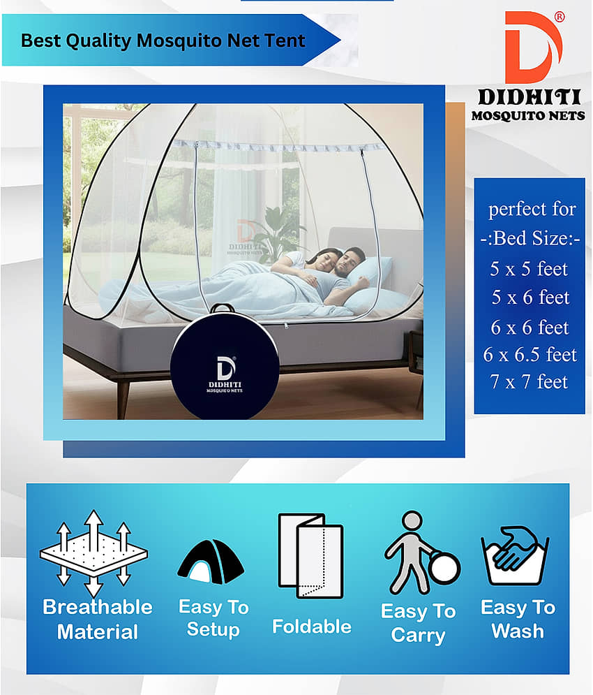 didhiti - Purple Polycotton Foldable Mosquito Net ( Pack of 1 ) view 2