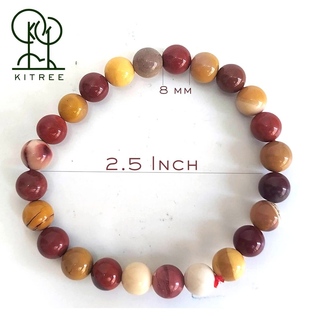 KITREE ENERGISED NATURAL MOOKITE JASPER CRYSTAL BRACELET 8MM ROUND FOR UNISEX (MULTI COLR) view 2
