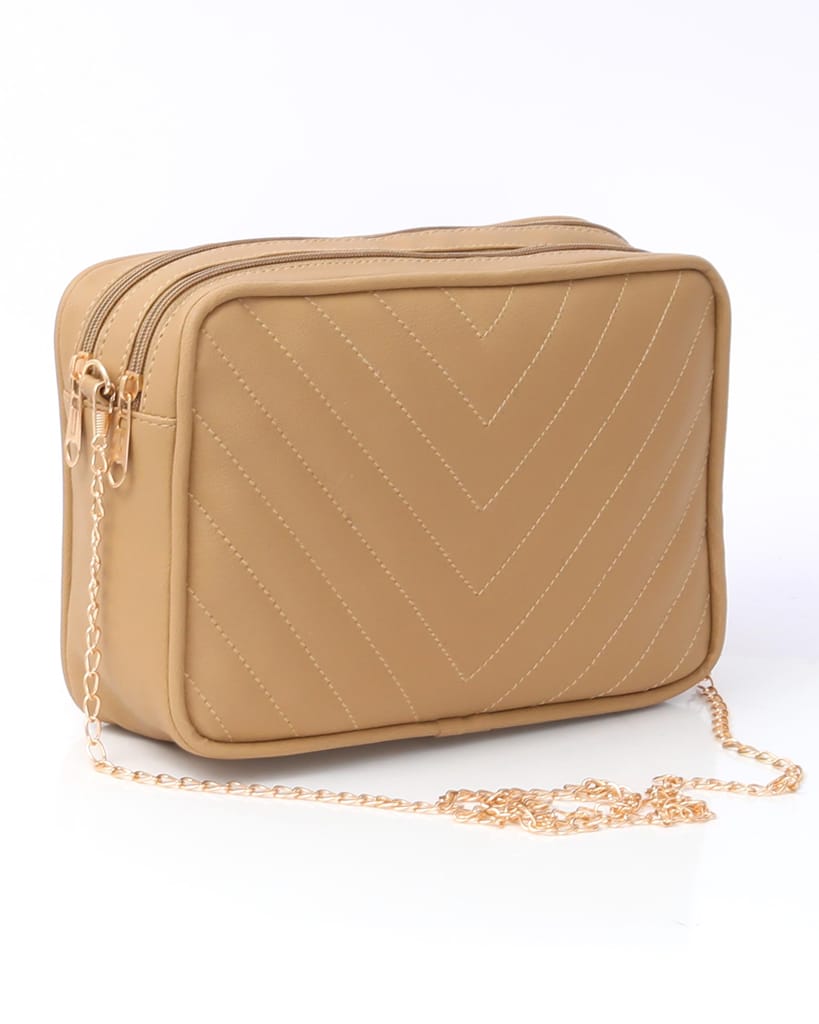 AUTHENTIC AK Women Plain SLG Chain Beige Hand Bag A538 - Elegant and Versatile view 2