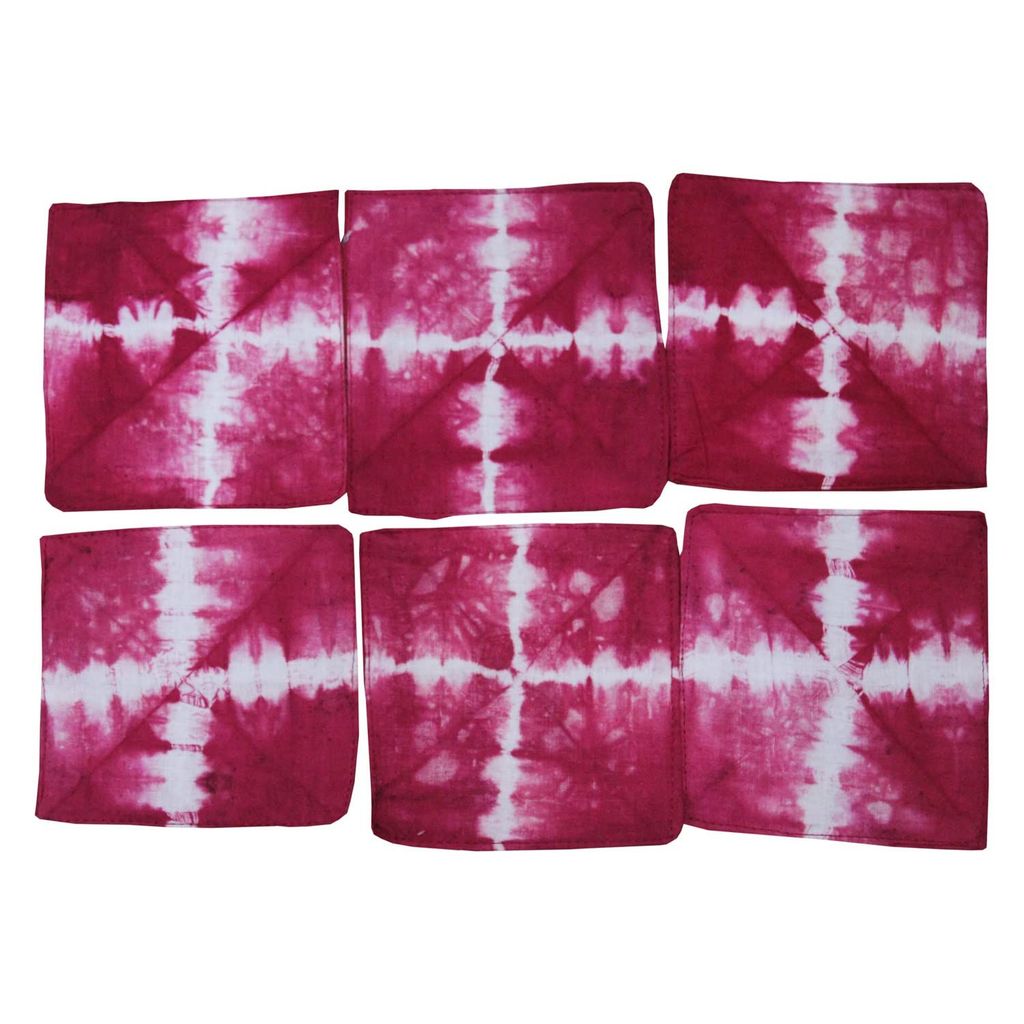 Garvi Gurjari (A Gujarat Govt Enterprise ) Handmade Shibori Pink Coasters (Set of 6) view 2