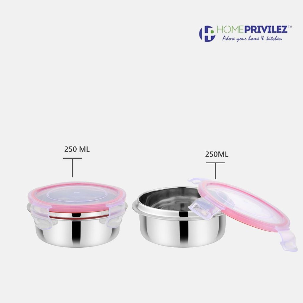“Steel-Fresh” Stainless Steel Air Tight and Leak Proof Lunchbox -250MLX 2pcs -ECO(Set of 2) view 2