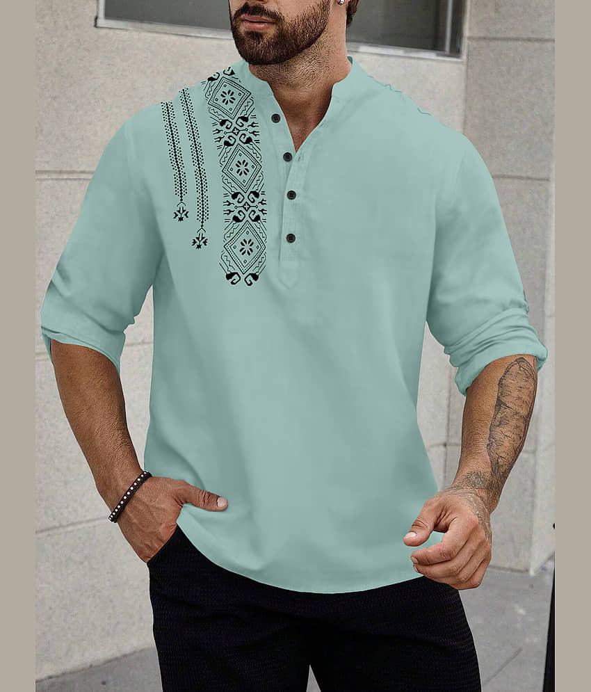 Nofilter Light Green Cotton Blend Men's Regular Kurta ( Pack of 1 ) view 2