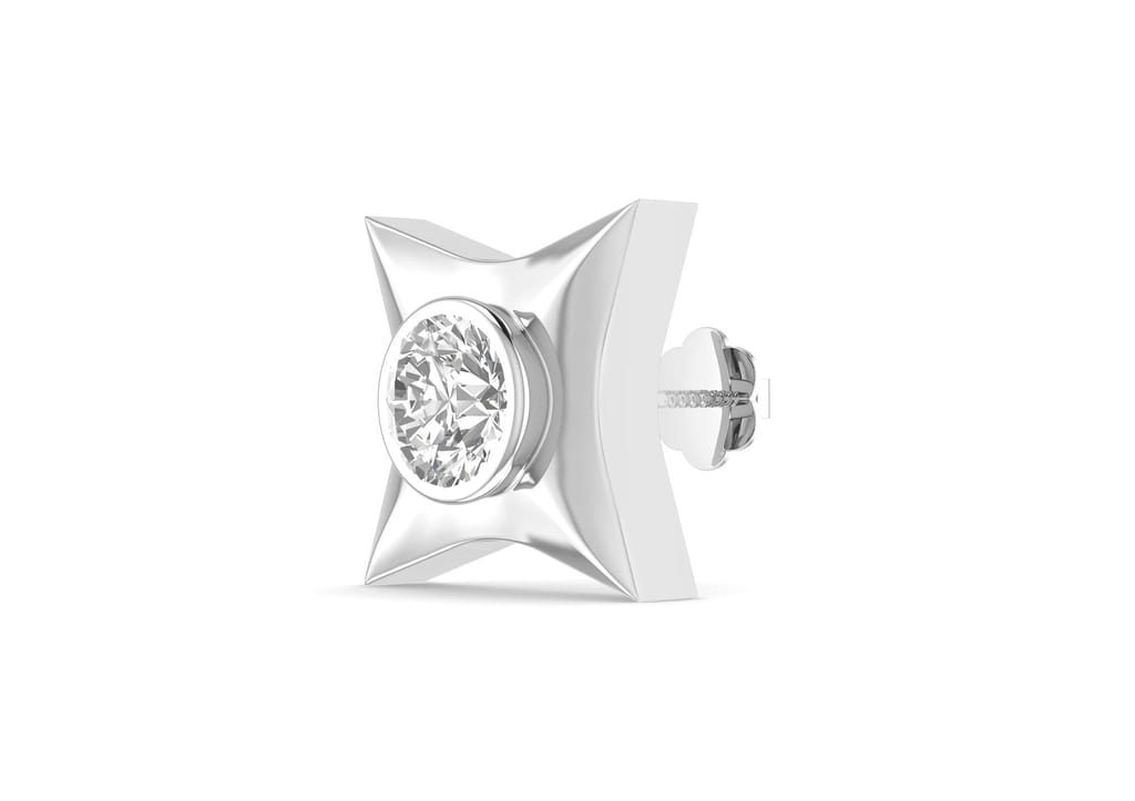Concaved Quad Bezel Men's Ear Stud (1 Pc Only) view 2