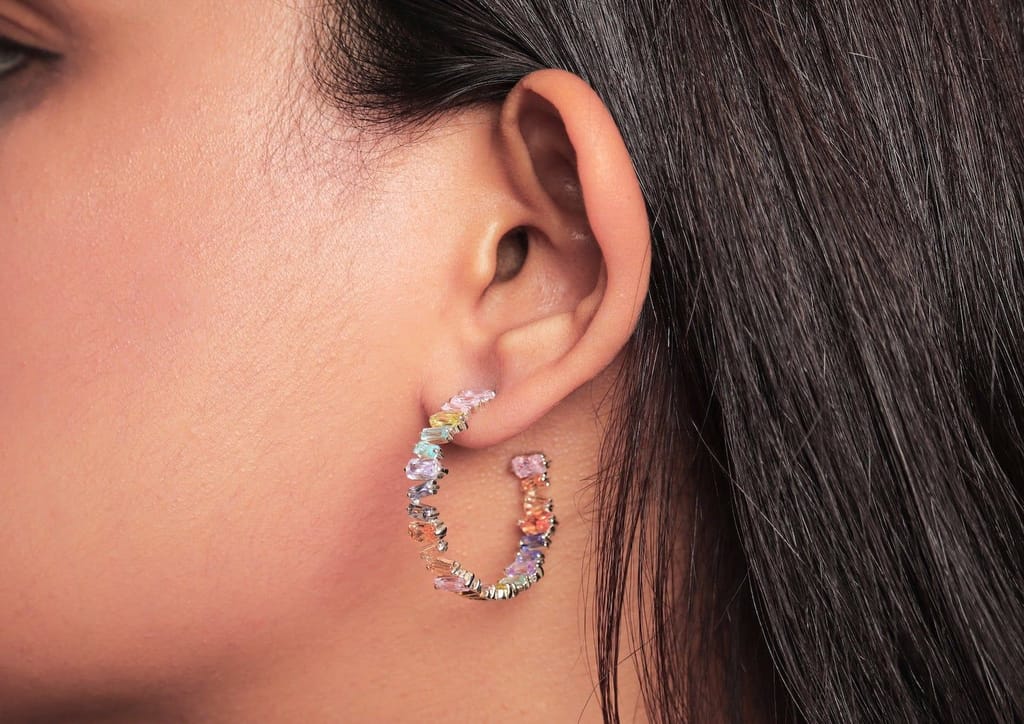 Asymmetrical Hoop Earrings - Multicolour view 2