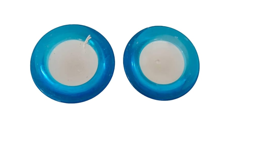 Set of 2 Blue Glass Bowl Candles view 2