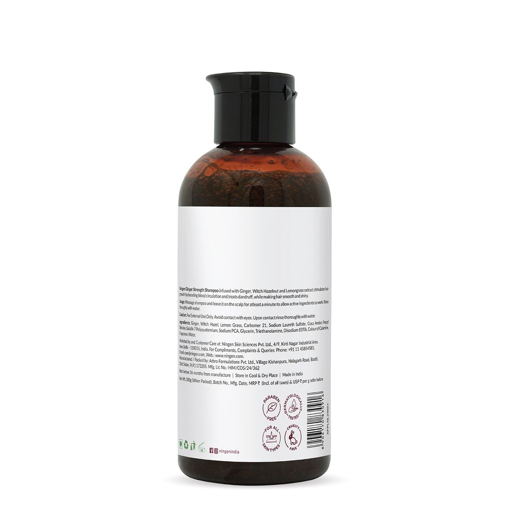 Ningen Ginger Hair Shampoo I Enriched with Witch Hazel, Lemongrass I Irritation Free, Paraben Free I Stimulates Hair Growth and Treats Dandruff I 300g view 2