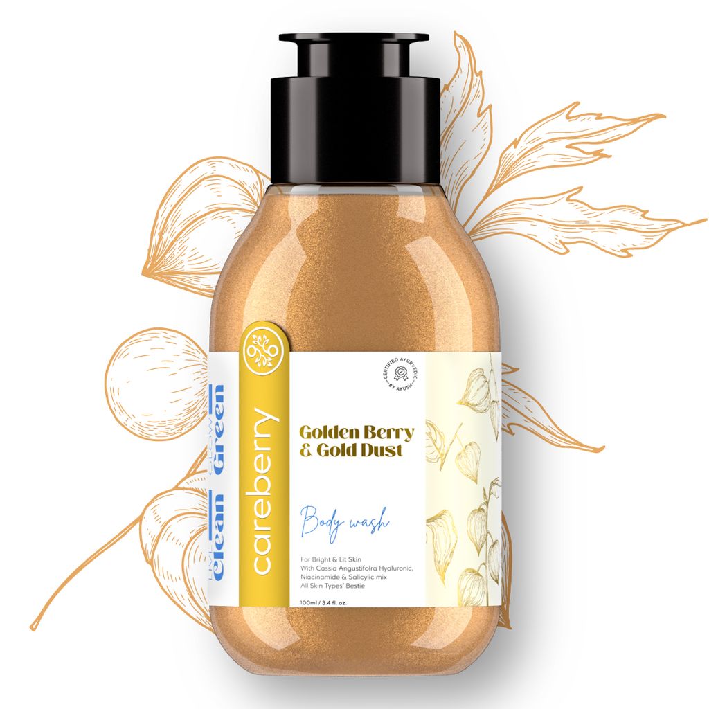 Careberry Golden Berry & Gold Dust Brightening Body Wash - Hyaluronic, Niacinamide, Salicylic Blend, Sulphate & Paraben Free, Vegan & Cruelty Free For All Skin Types - 100 ml view 2