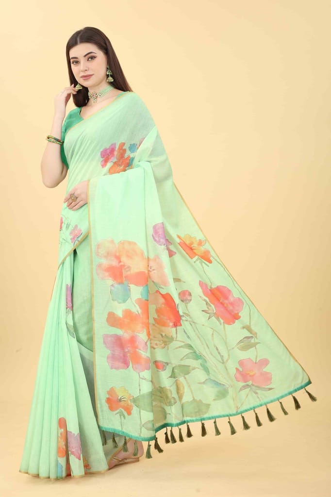 Women's Floral Digital Printed Saree view 2