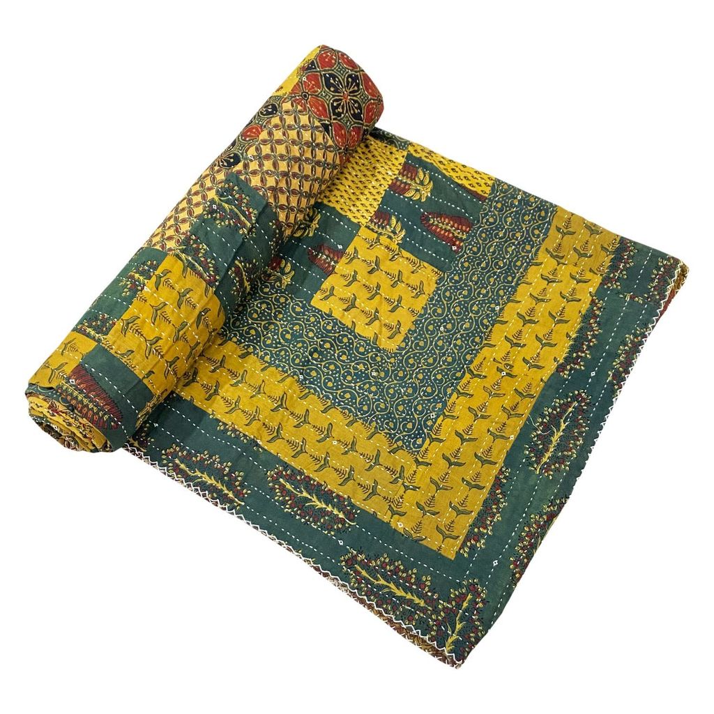 Garvi Gurjari (A Gujarat Govt Enterprise Multicolor Square Design Cotton Patchwork Quilt view 2