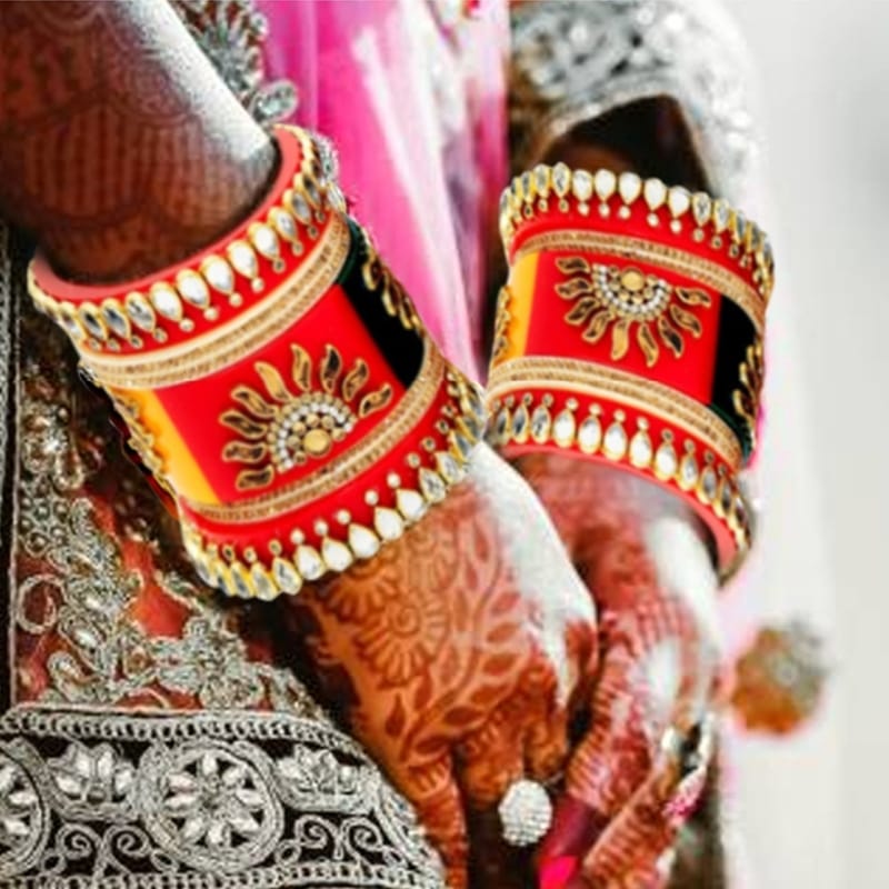 Glamorous Multi Colour Gold-Plated Wedding Chuda view 2