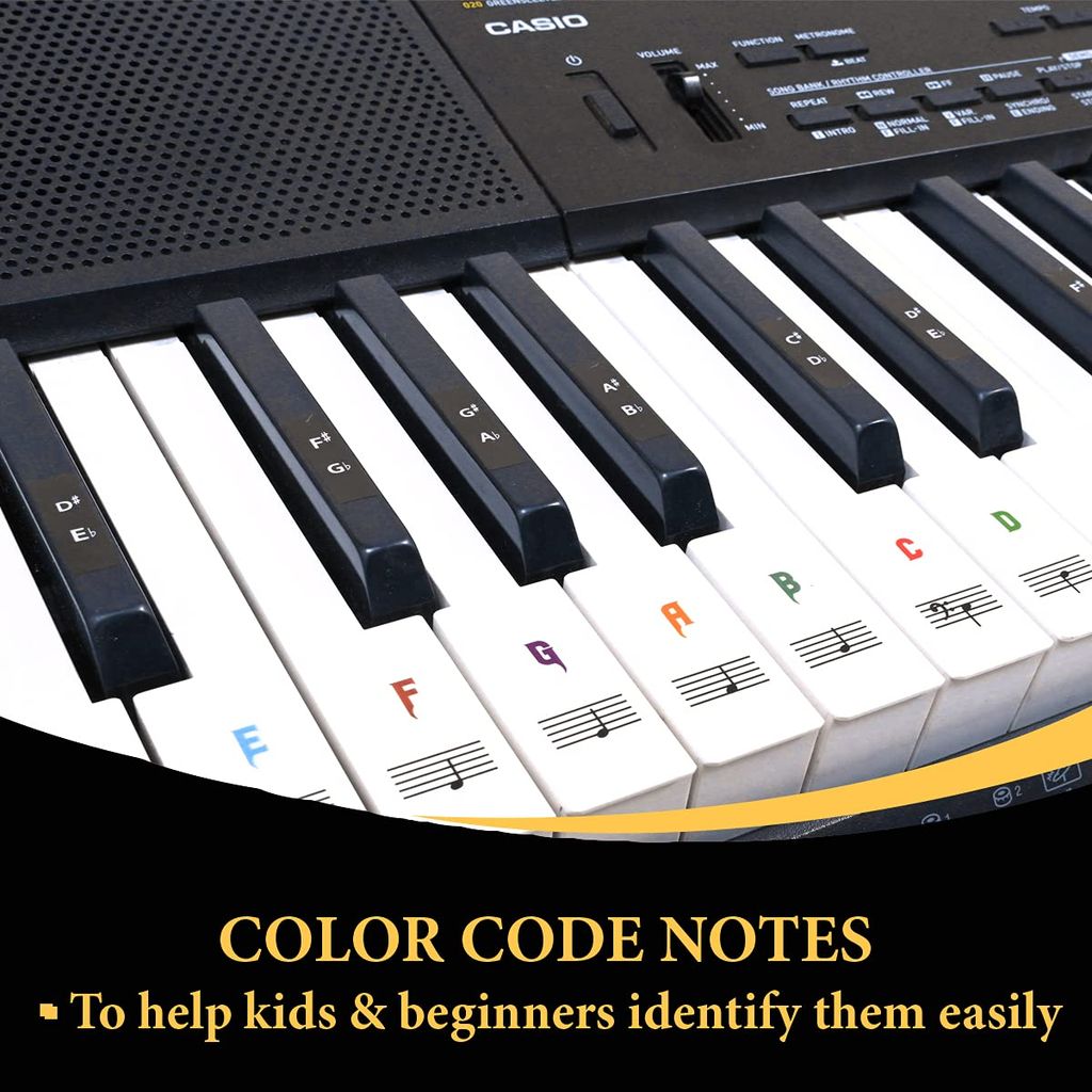 Bright Colors Palap Piano Stickers Labels for 37, 49, 54, 61, 88 Keys Keyboard, Piano Removable Stickers view 2