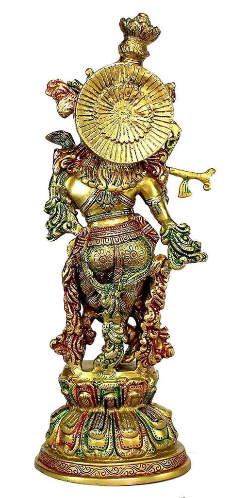ARTVARKO Brass Krishna Idol Murli Krishan Bhagwan Statue Murti Gift Home Decor God Deity Lord Krishna Idol Statue Religious Height 15 Inches view 2