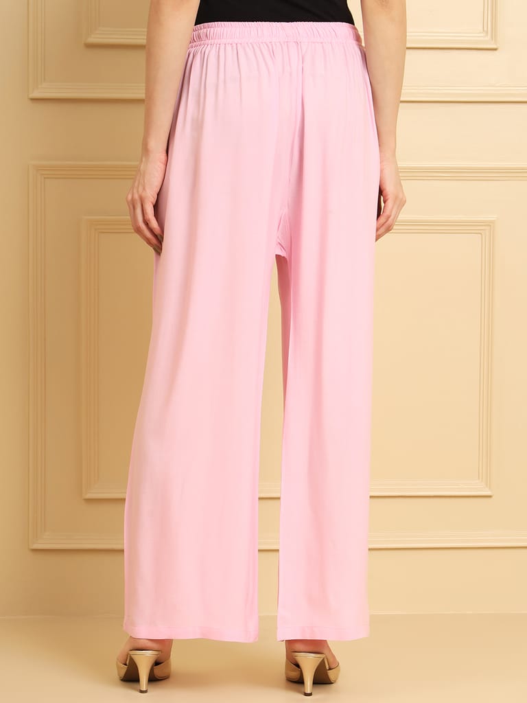 Soft Colors Regular Fit Pocket Palazzo (Baby Pink) view 2