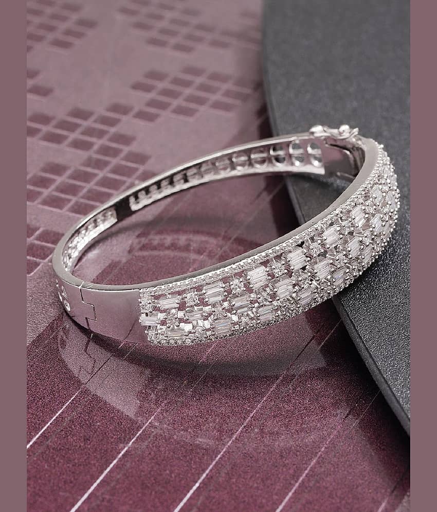 Priyaasi Stylish Silver Plated CZ Stone Bracelet For Women And Girls view 2
