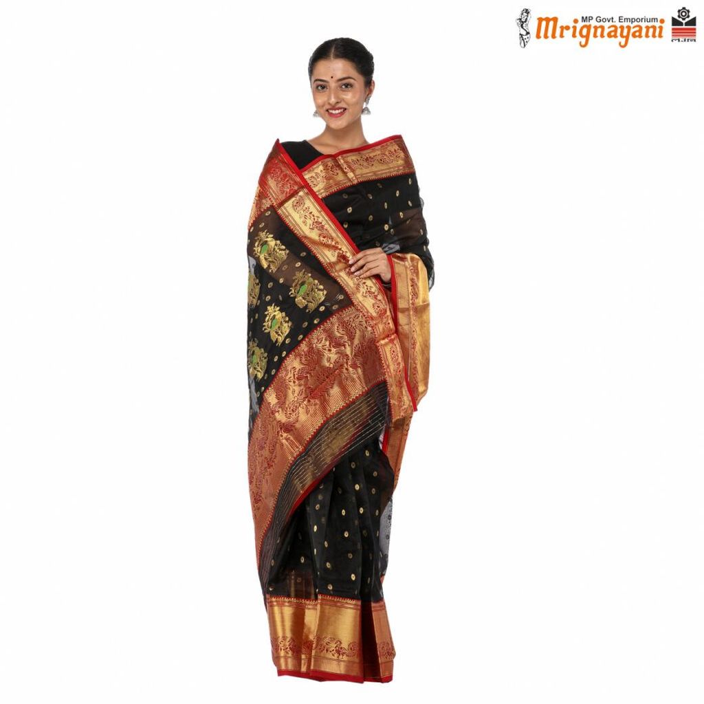 HANDLOOM CHANDERI SILK SAREE WITH BLOUSE (SKU - 1SC201220422, SAREE - 1021) view 2