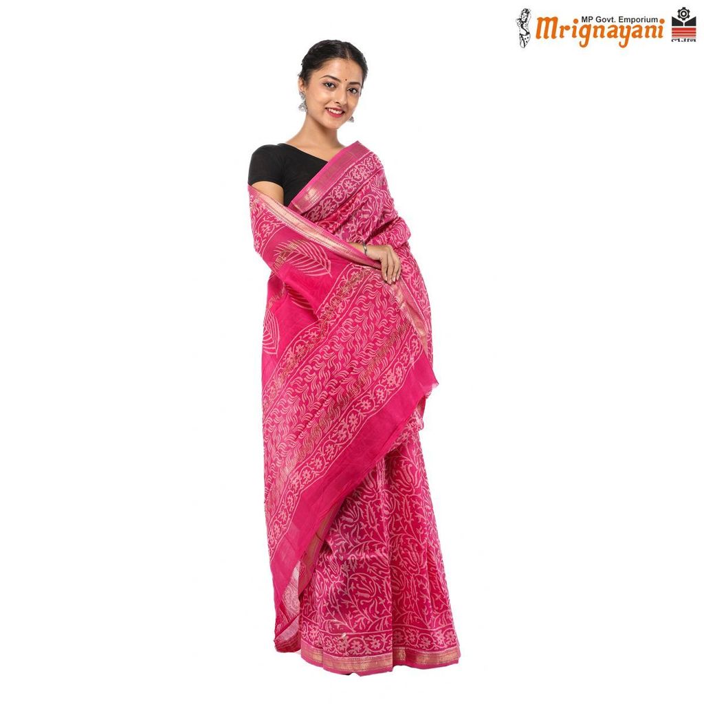 HANDLOOM MAHESHWARI SILK SAREE WITH BLOUSE (SKU - 3I0102170522, SAREE-1050) view 2