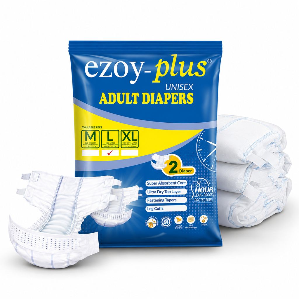 EzoyPlus Adult Diapers L Size Tape Style,ltra Dry Top Layer, Leak-Proof Protection, Adjustable ,(50 PACK) 1 BAG view 2