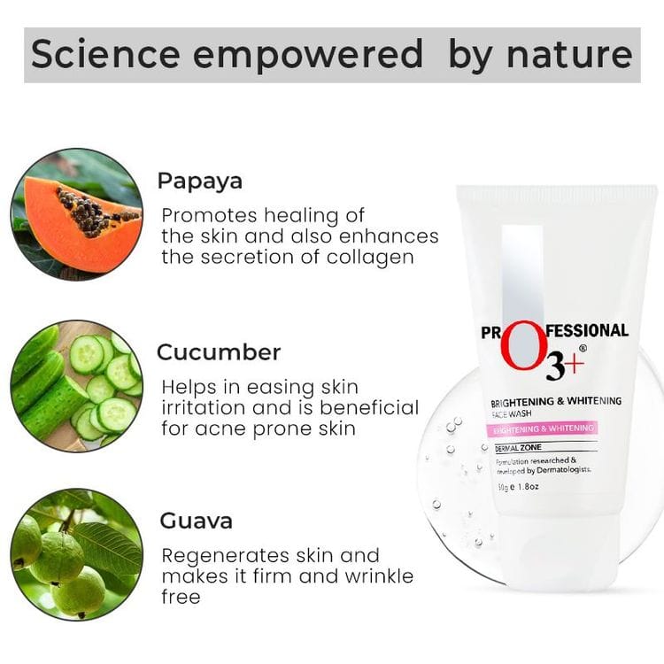 O3+ Brightening & Whitening Face Wash For All Skin Type (50ml) view 2