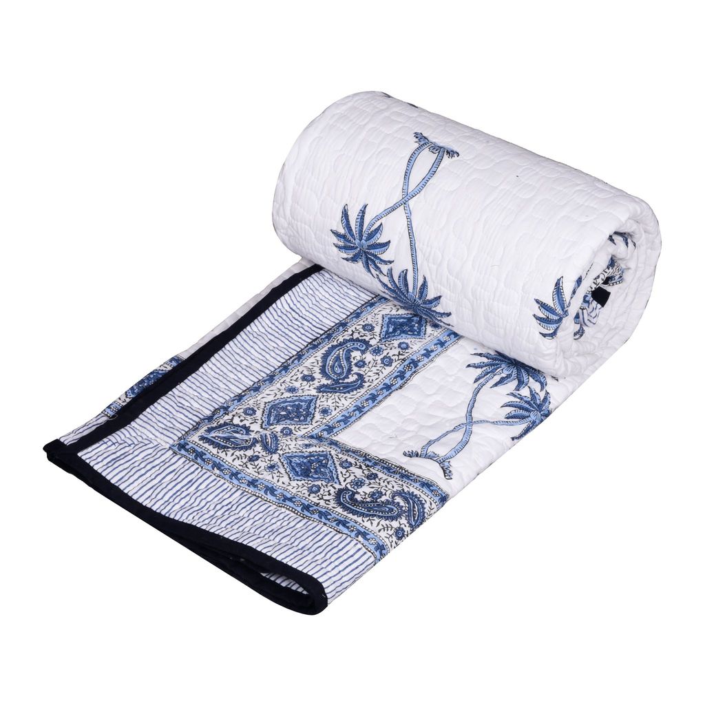 Single bed pure cotton quilted lightweight hand printed blanket (Duvet / comforter 60 x 90 Inches) view 2