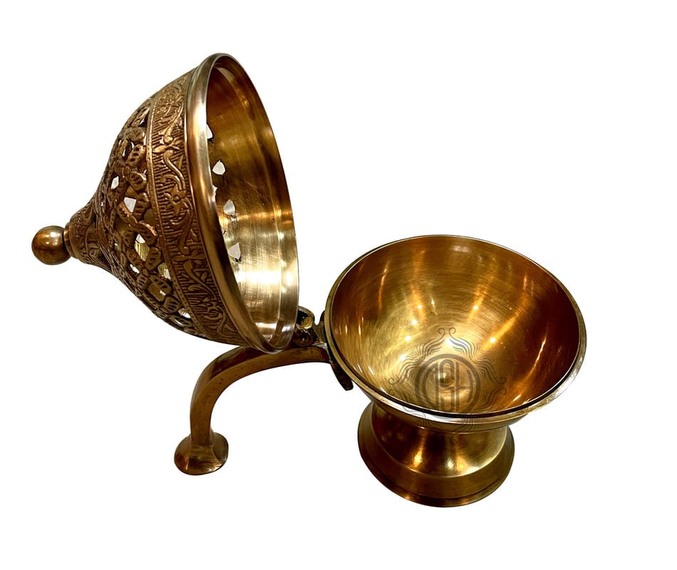 Home Brass Loban Burner Dhoop Dhooni Dani Decorative Antique lubandan,Bakhoor Burner Holder, Gift Items view 2