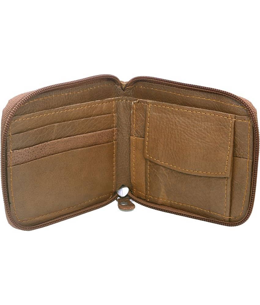 JMALL - Brown Faux Leather Men's Zip Around Wallet ( Pack of 1 ) view 2