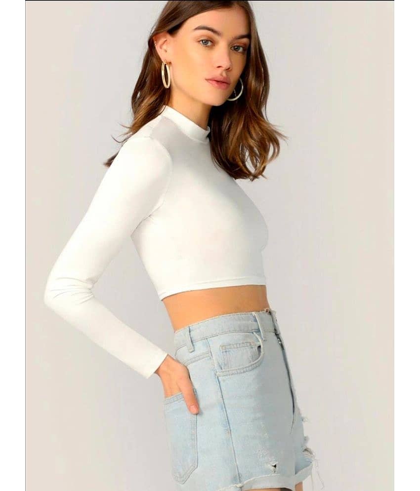 Dream Beauty Fashion Women's Polyester Crop Top ( Off White ) view 2