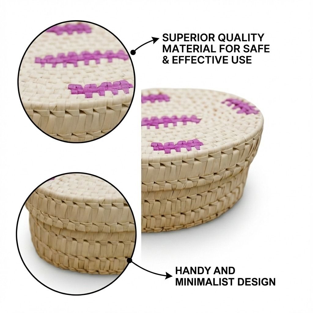 Palm Oval Storage Box – Handwoven Eco-Friendly Organizer view 2