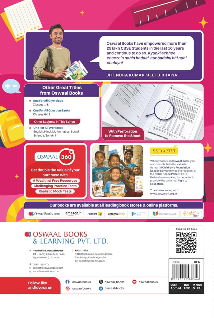 Oswaal NCERT & CBSE One for all Workbook | Science | Class 8 | Updated as per NCF | MCQ's | VSA | SA | LA | For Latest Exam Oswaal Editorial Board view 2