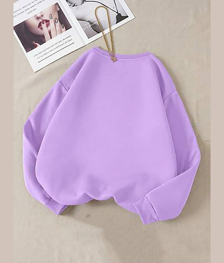 kotty Women Fleece Round Neck Sweatshirt For Light Winters ( Purple ) view 2