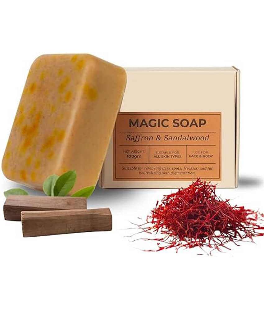 Mabilia Magic Soap Sandalwood and Saffron GharSoap Bath Glowing Brightening Skin Deep Cleansing Natural Formula