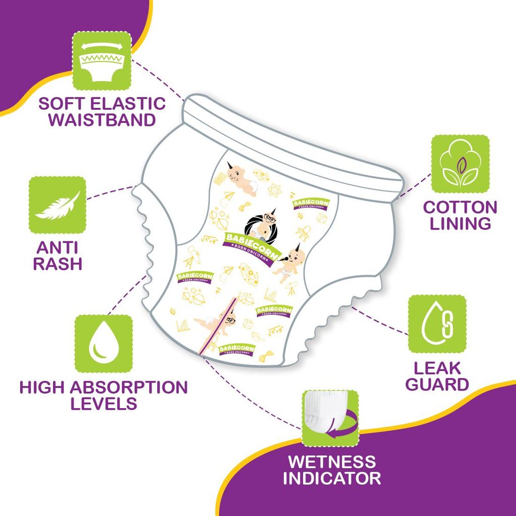 BABIECORN Diapering Essentials Combo|Baby Diapers|100% Ayurvedic Rash Cream|Baby Wet Wipes - L (3 Pieces) view 2