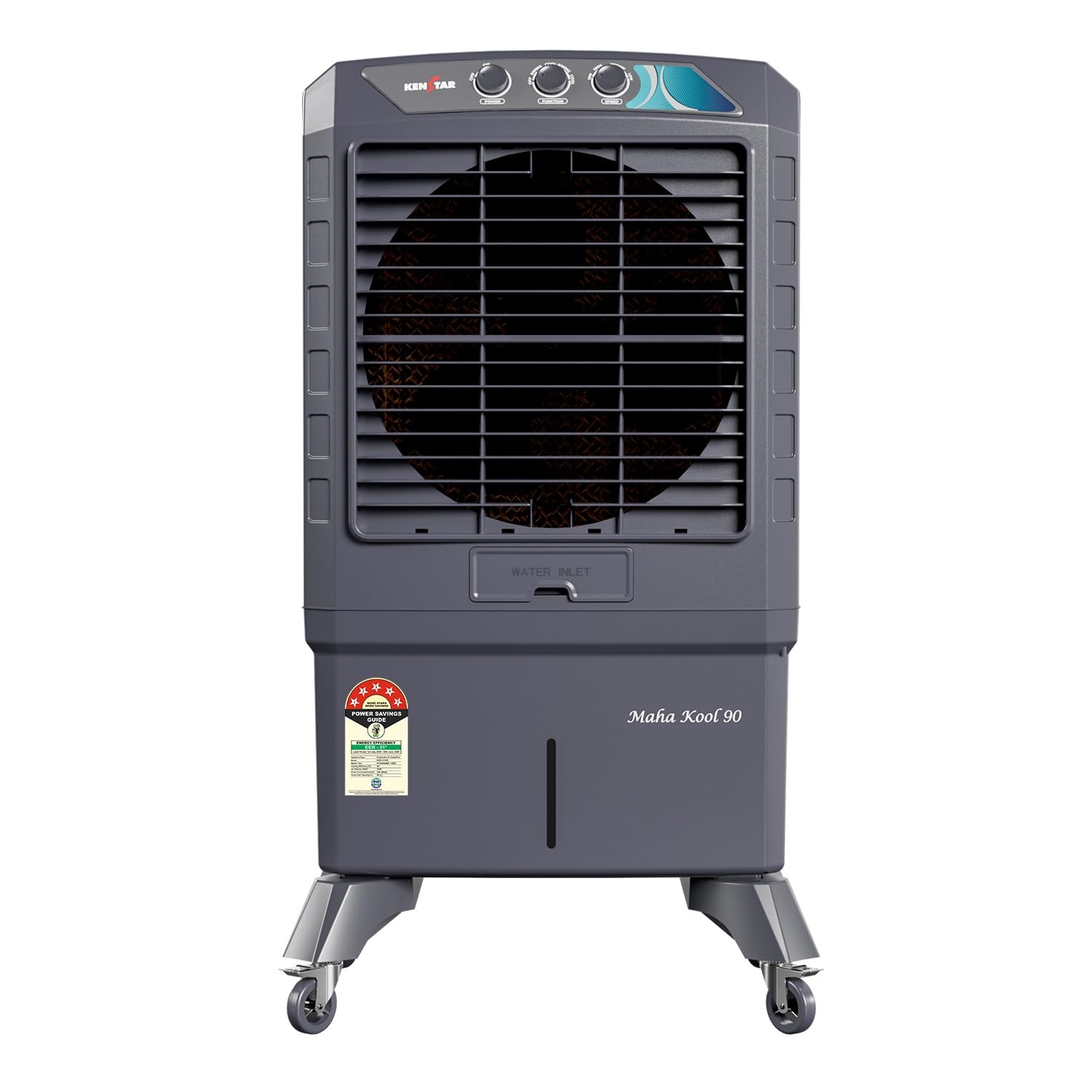 Kenstar Maha Kool HC 90L Desert Air Cooler with Anti-Bacterial Honeycomb Pads, Grey