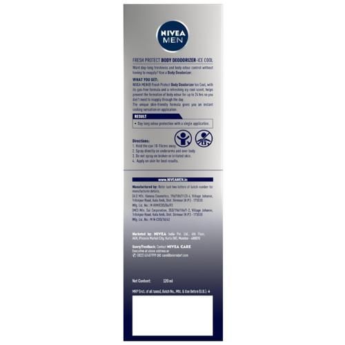Nivea Men Ice Cool Body Deodorizer Deodorant, 120 ml view 2