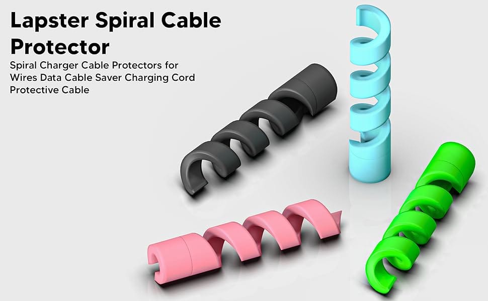 Essentials Spiral Cable Protector Cord Saver for Mac Charger, iPhone Charger, Wire Protector, Lightweight Durable Flexible Wire Winder for Charging Cables, Data Cables, Earphones, Pack of 12 view 2