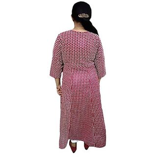 Prabha Apparels Women Printed Cotton Anarkali Kurti (Maroon) view 2