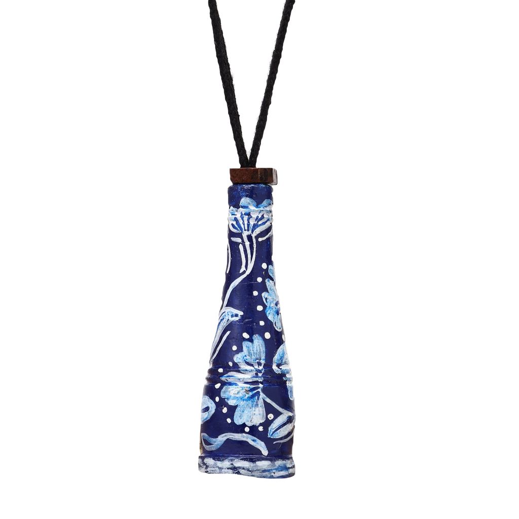 Le bijouxistic EKAM EK terracotta pendent with ghungroo in abstract colour and designs without earrings (single piece, any design or colour can be sent) view 2