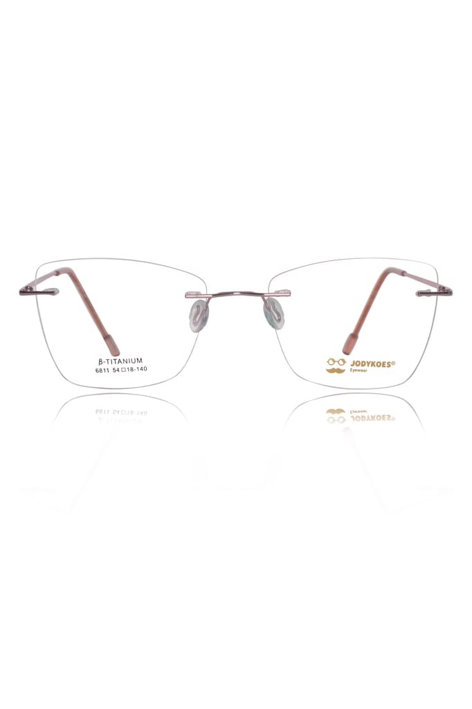 Jodykoes Rimless Cat Eye Spectacle Frame for Men & Women | Frameless Eyeglasses with Lightweight Metal | Adjustable Nose Pads | Office, Professional & Daily Wear view 2
