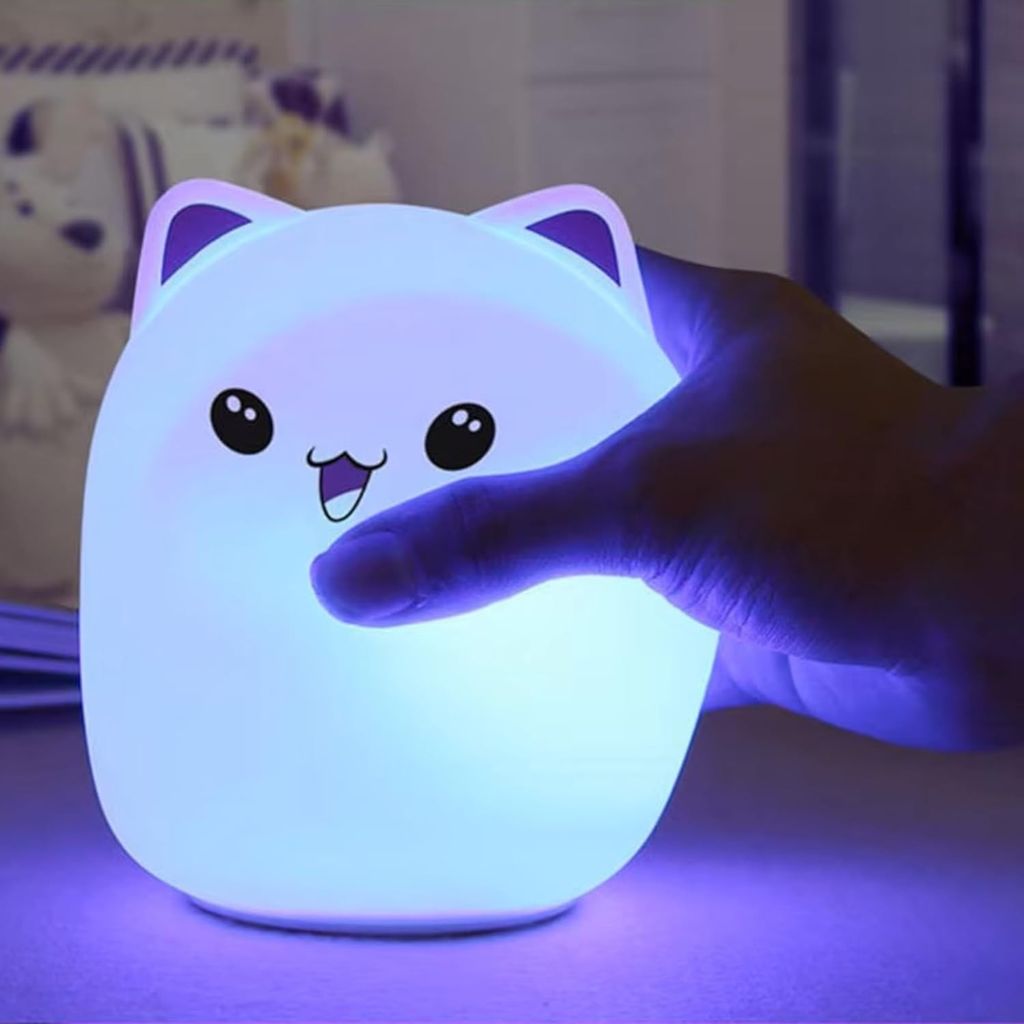 GLOWSERIE Cute Cat Silicone Night Lamp – Soft Glow LED Bedside Light for Kids view 2