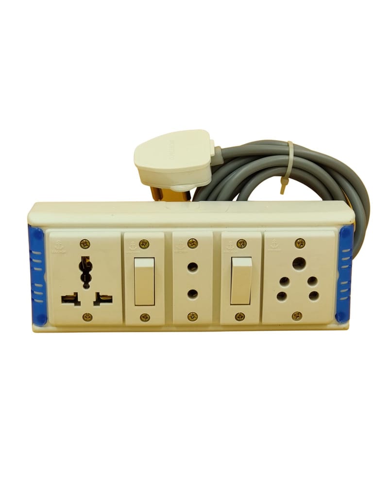INDRICO PVC 1200W 3 Way Extension Board with Switch and Long Wire (Pack of 1, White) view 2