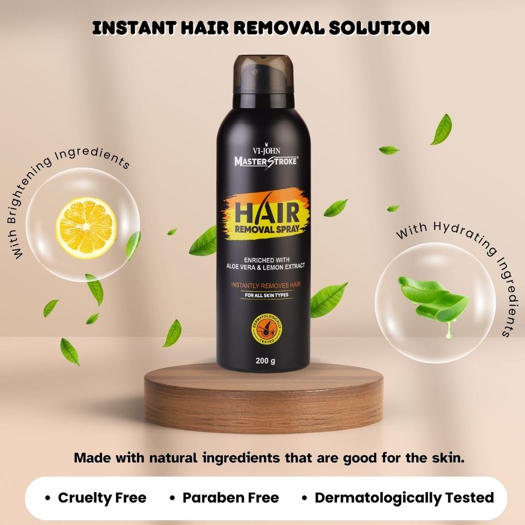 VI-JOHN Master Stroke Painless Hair Removal Spray For Arms, Chest, and Legs (200 ml) view 2