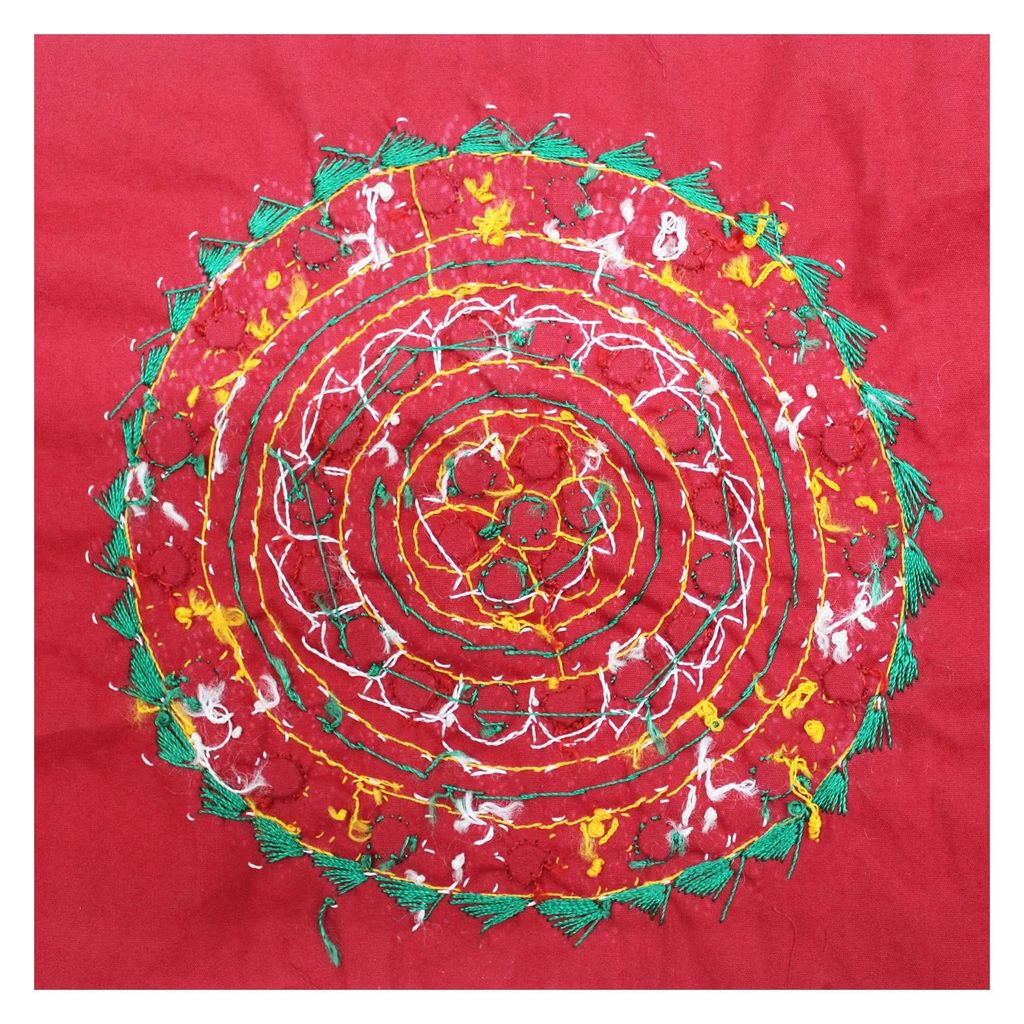 Garvi Gurjari (A Gujarat Govt Enterprise) Cotton Multicolor Hand Embroidered Patch with Mirror Work(GGCMEP66) view 2