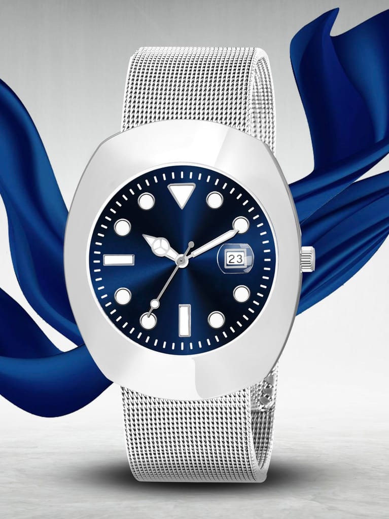 Silver Intermesh Stainless Steel Strap Analog Watch for Men LR142 view 2