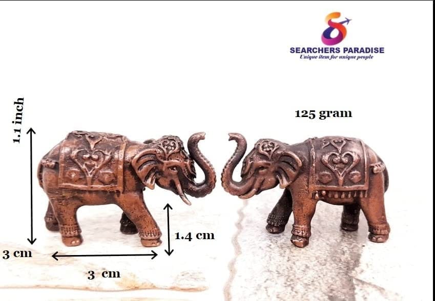 Searchers Paradise - Copper Idols Paired Elephant Idol , 1.1 inches, Copper Handmade 125 Grams, Patina Antique Finish, Pack of 1 Piece view 2