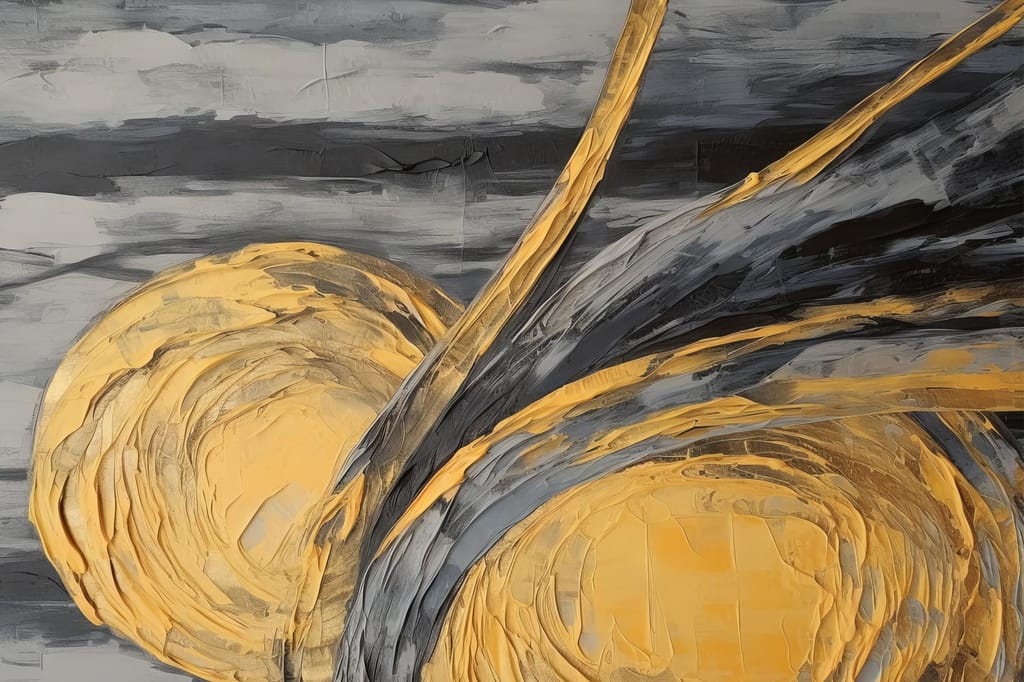 ABSTRACT GOLDEN ORBS WALLART 24in X 16in WITH BLACK FRAME view 2