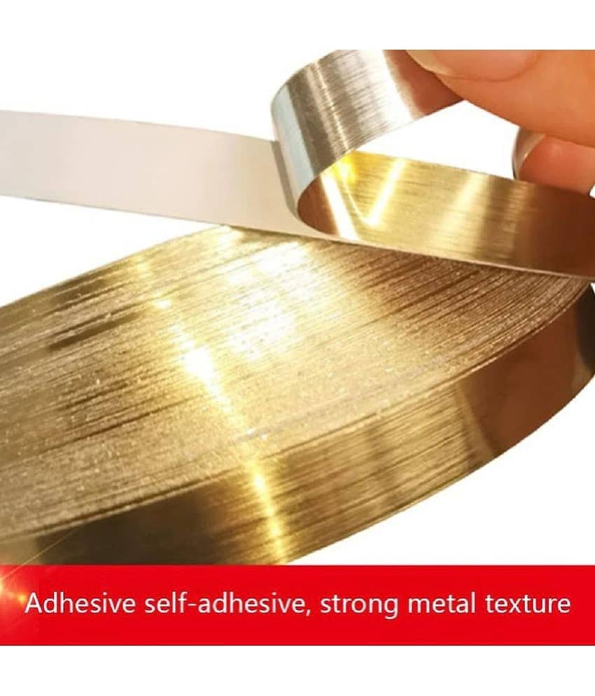 50 Meters Waterproof Gap Sealing Golden Decoration Tape for Home Floor Tiles, Wa - Gold Single Sided Decorative Tape ( Pack of 1 ) view 2