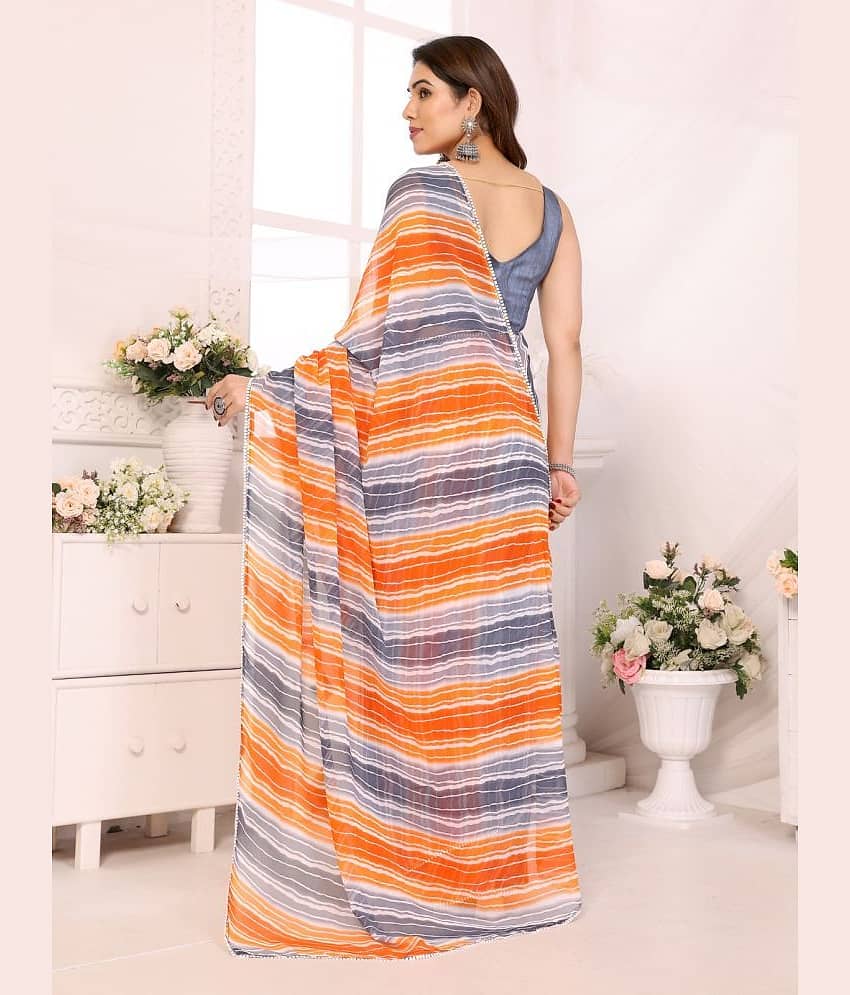 BLEESBURY Georgette Printed Saree With Unstitched Blouse Piece ( Multicolor ) view 2